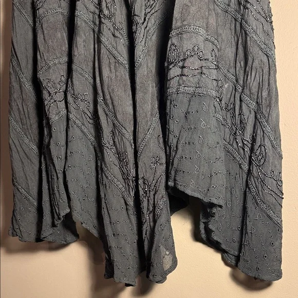 Advance Apparels Forest Green 🌳 Embroidered Boho Maxi Skirt with tie waist - Picture 6 of 10